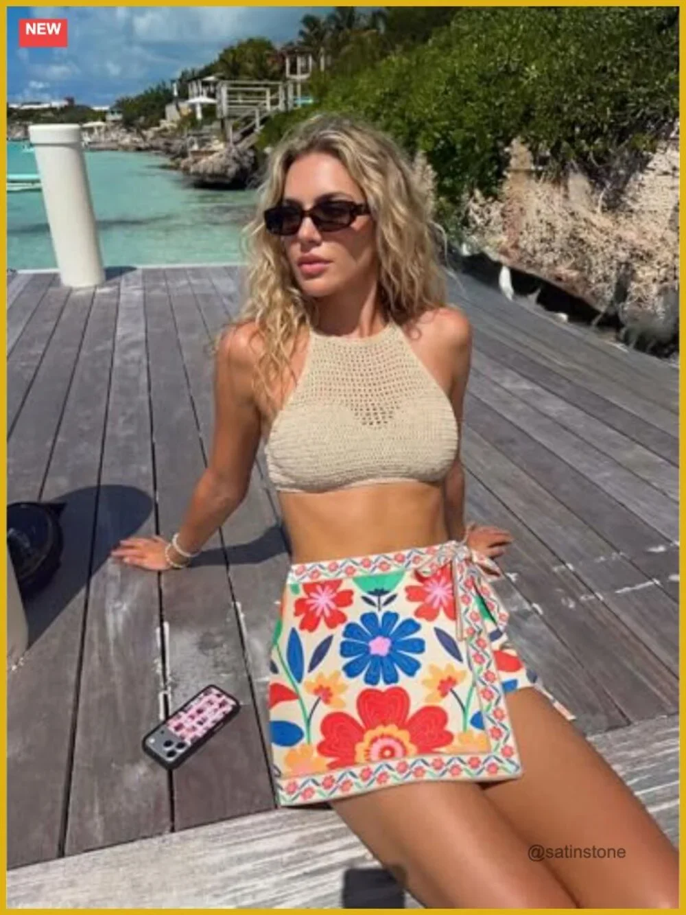 Tie Side Floral Print Sarong Wrap Swim Cover Up Beach Skirt Bathing Suit Coverup